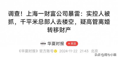 ​突发！上海500亿财富公司暴雷，实控人被抓，总部成招租地