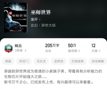 ​三本奇幻巫师流的巅峰神作，成绩均在万订精品以上，远超一千万字