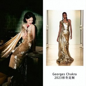 ​文咏珊的绝美鎏金礼服：闪耀妩媚的光芒