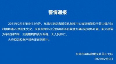 ​东莞一地突发火灾，最新警情通报→