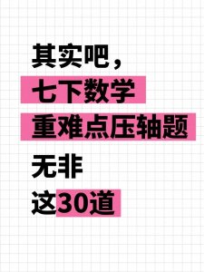 ​七年级下册数学，重难点压轴题无非就是这30题