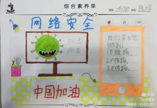 又简单又漂亮的网络安全手抄报（文明上网健康成长）(6)