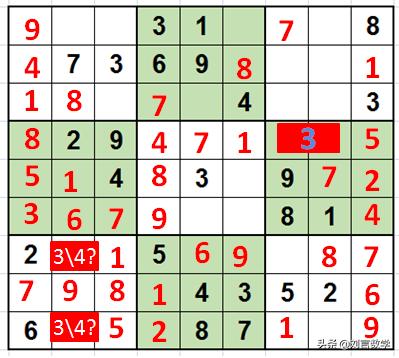 数独九宫格快速挑战高难度讲解（玩转数独之九宫数独高级技巧解题实例）(23)