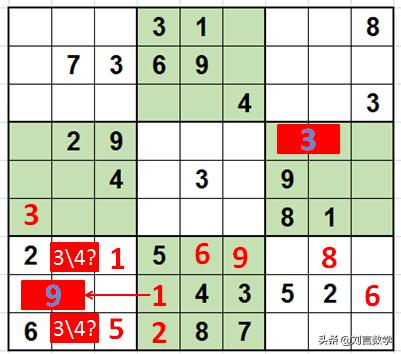 数独九宫格快速挑战高难度讲解（玩转数独之九宫数独高级技巧解题实例）(7)