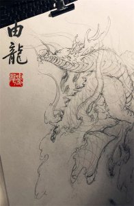 ​上海由龙纹身，瑞兽麒麟纹身图案设计